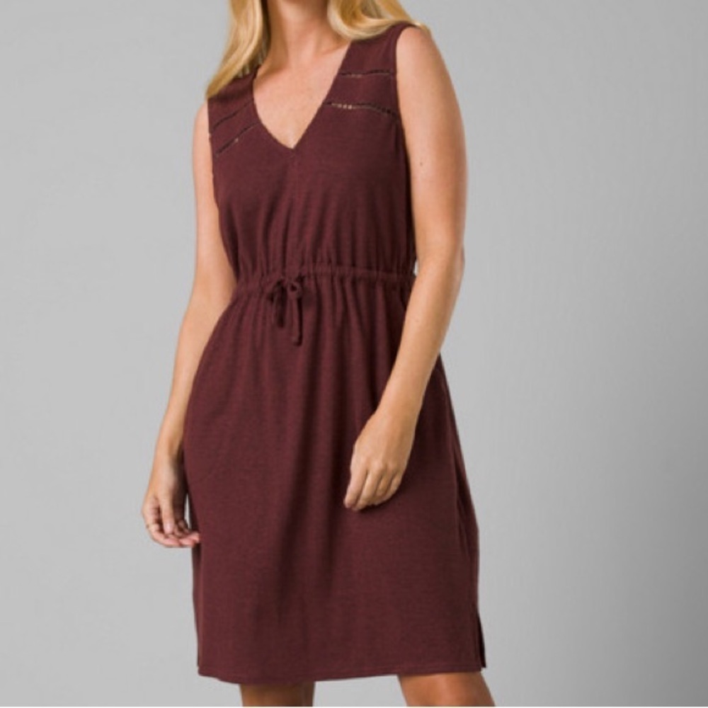 Prana S Cacao Heather Hemp Blend Pockets Sleeveless Cozy Up Korrine Dress NWT